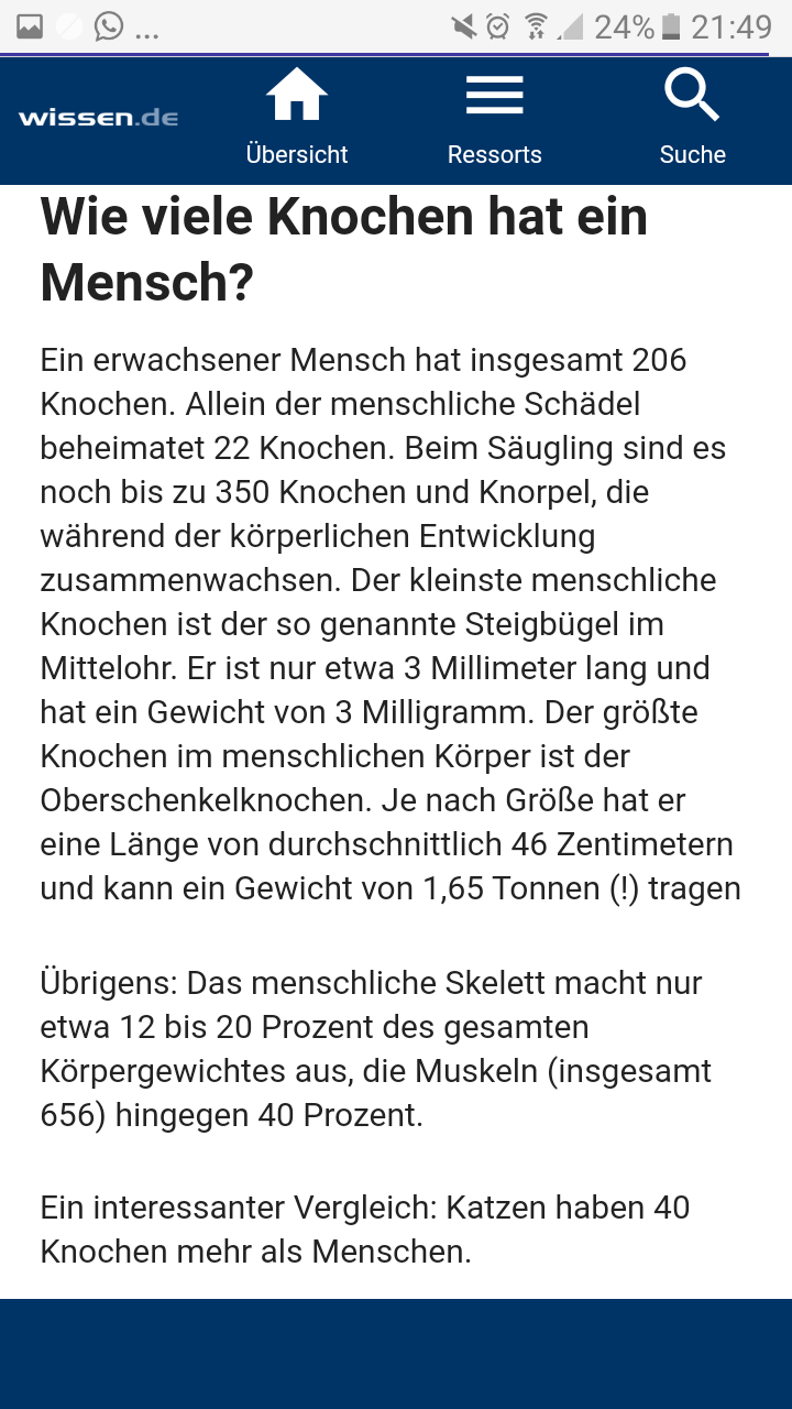 Wie Viele Knochen Hat Ca Ein Erwachsener Mensch Gostudent