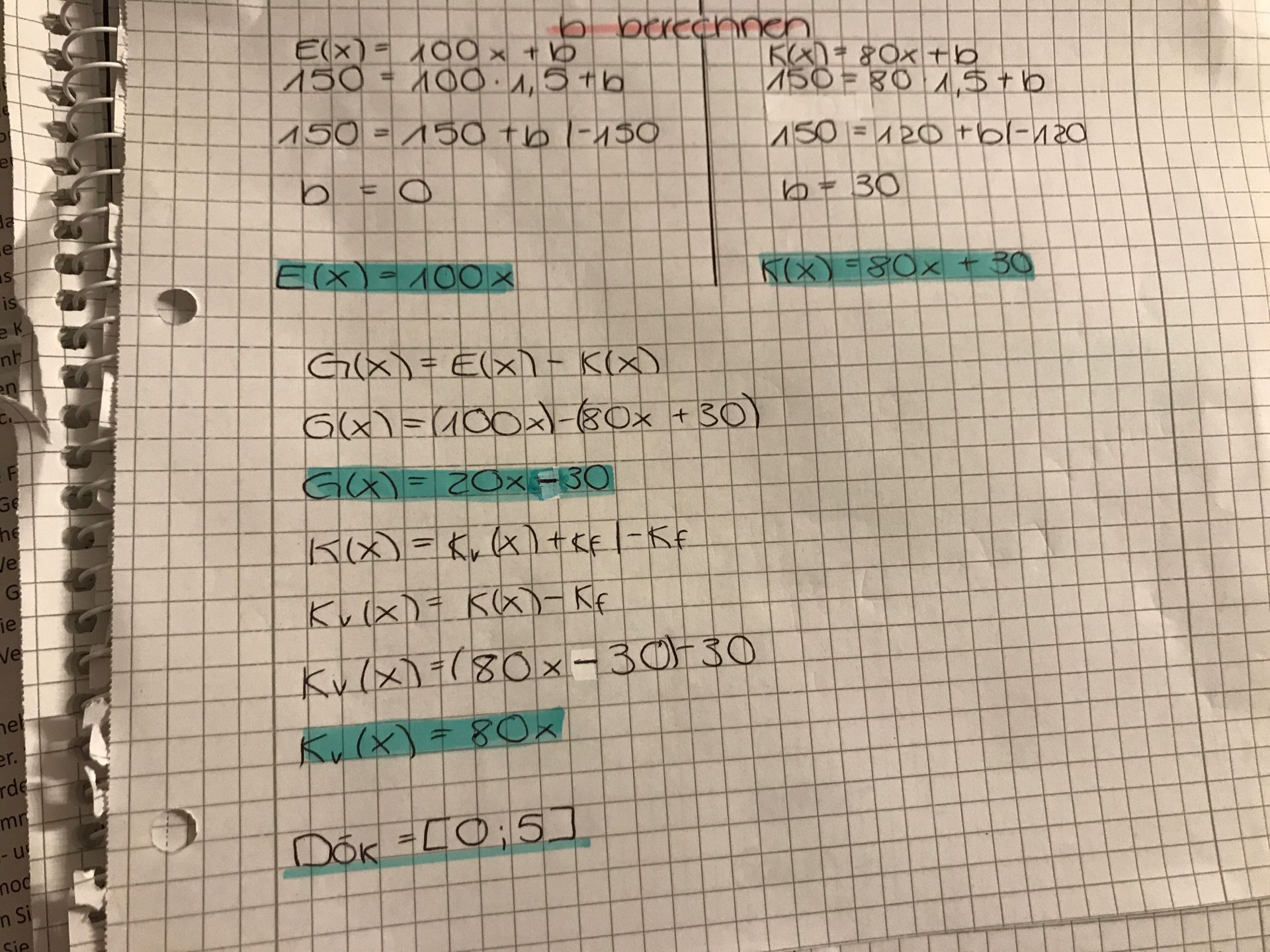 Wie bestimme ich hier das Verlust und Gewinnintervall ...