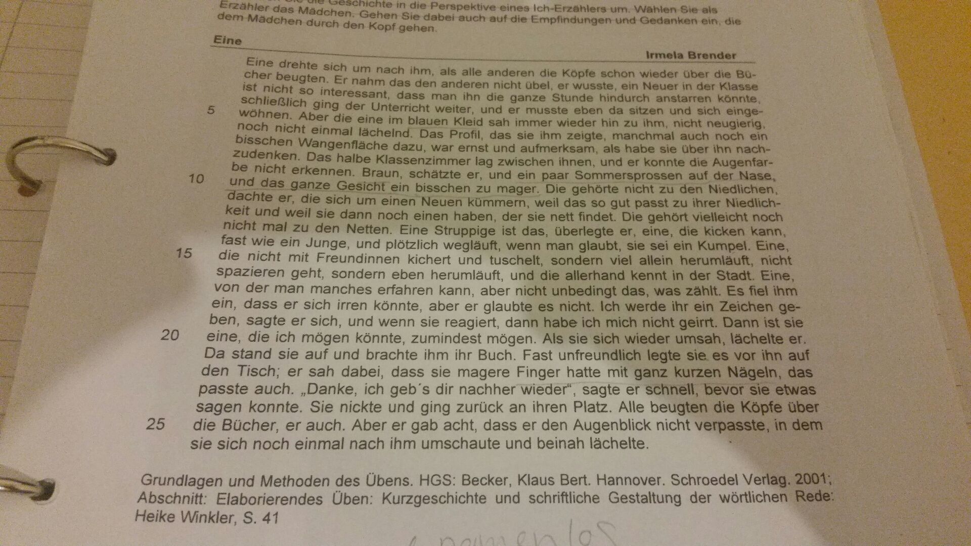 Ich muss über diese Geschichte Charakterisierung machen ...