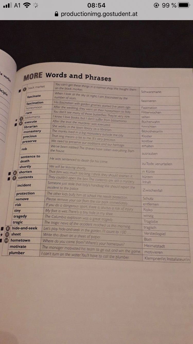Kann Mir Jemand Vom Workbook More 4 Die Vokabeln Von Unit 10 Schicken Gostudent
