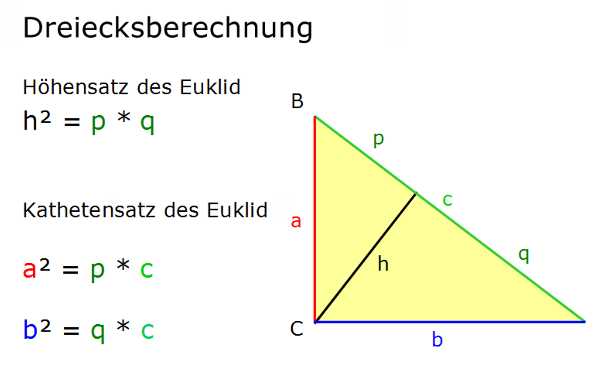 Kathetensatz- fehlende größen berechnen | GoStudent