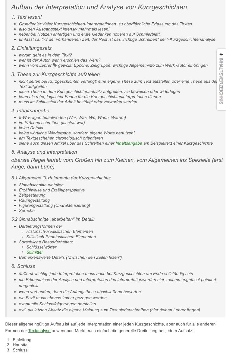 Beispiele Kurzgeschichte Ubung Inhaltsangabe Mit Beispiel 2020 02 11