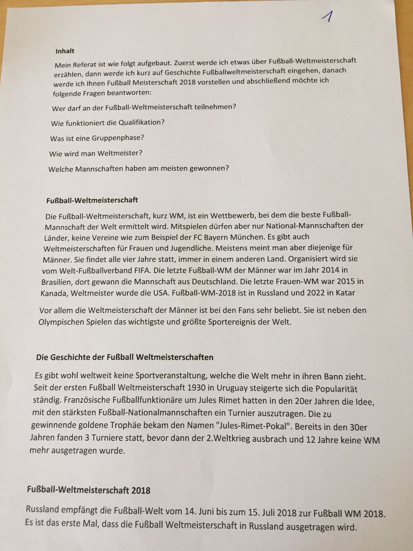 Fußball Referat Fußball Referat